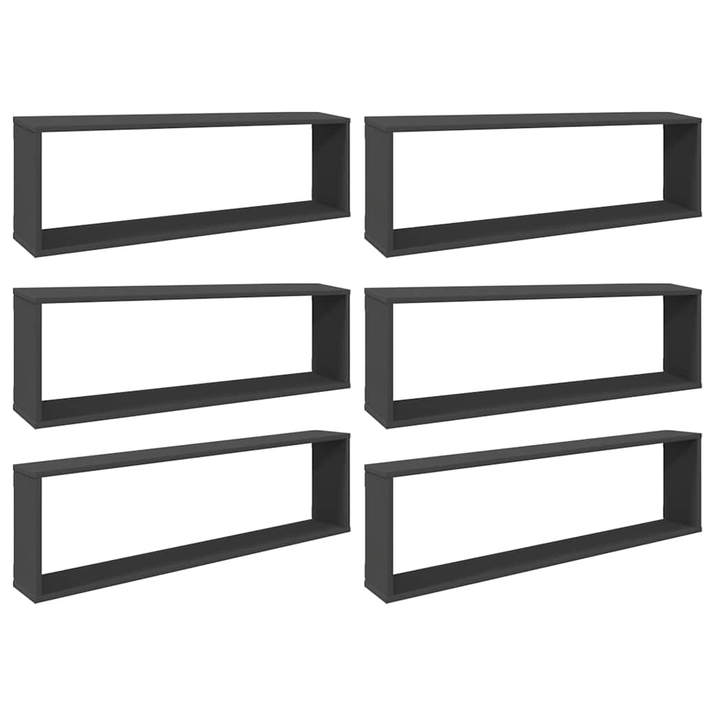 vidaXL Würfelregale 6 Stk. Grau 100x15x30 cm Holzwerkstoff