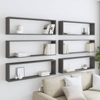 vidaXL Würfelregale 6 Stk. Grau 100x15x30 cm Holzwerkstoff