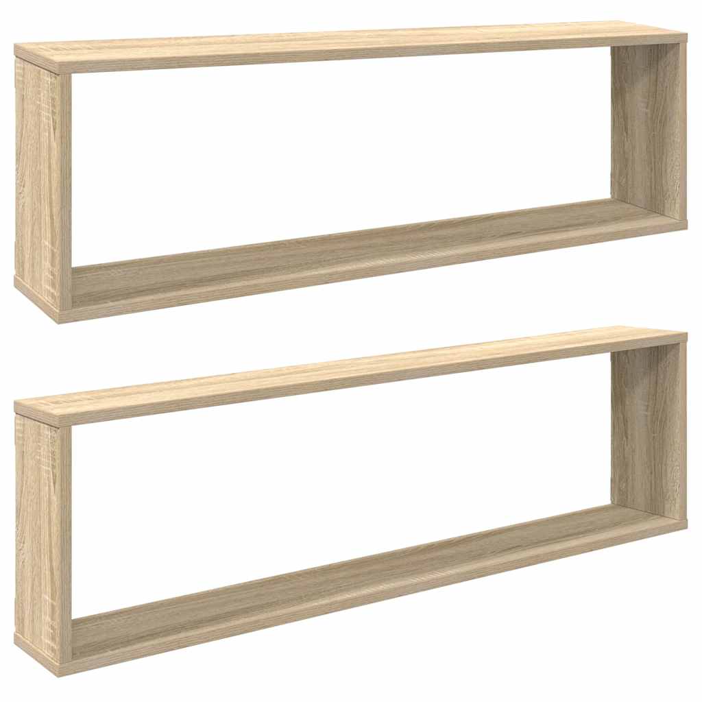 vidaXL Würfelregale 2 Stk. Sonoma-Eiche 100x15x30 cm Holzwerkstoff