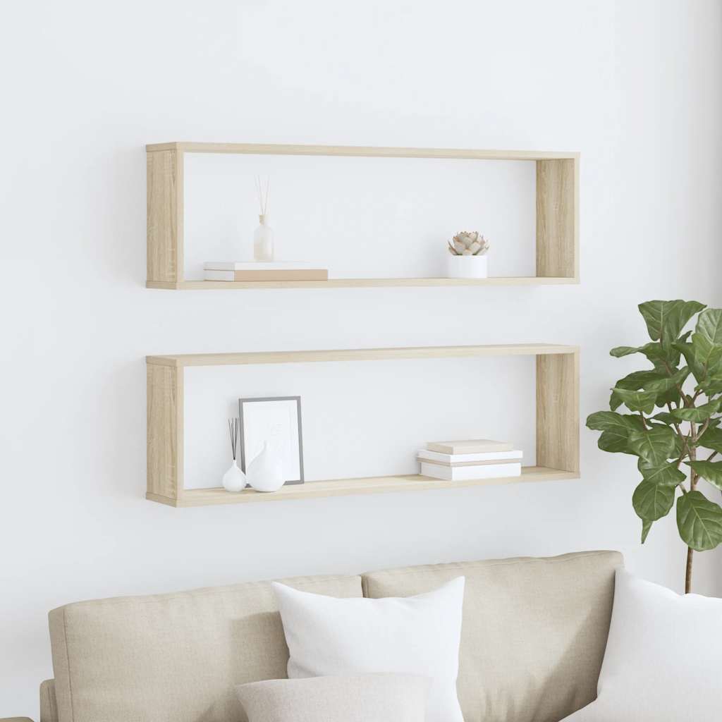 vidaXL Würfelregale 2 Stk. Sonoma-Eiche 100x15x30 cm Holzwerkstoff