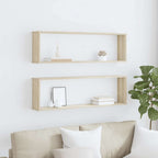 vidaXL Würfelregale 2 Stk. Sonoma-Eiche 100x15x30 cm Holzwerkstoff