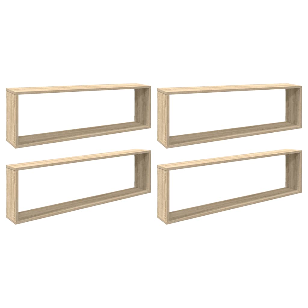 vidaXL Würfelregale 4 Stk. Sonoma-Eiche 100x15x30 cm Holzwerkstoff