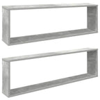 vidaXL Würfelregale 2 Stk. Betongrau 100x15x30 cm Holzwerkstoff