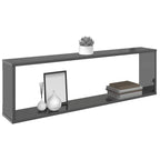 vidaXL Würfelregale 2 Stk. Hochglanz-Grau 100x15x30 cm Holzwerkstoff