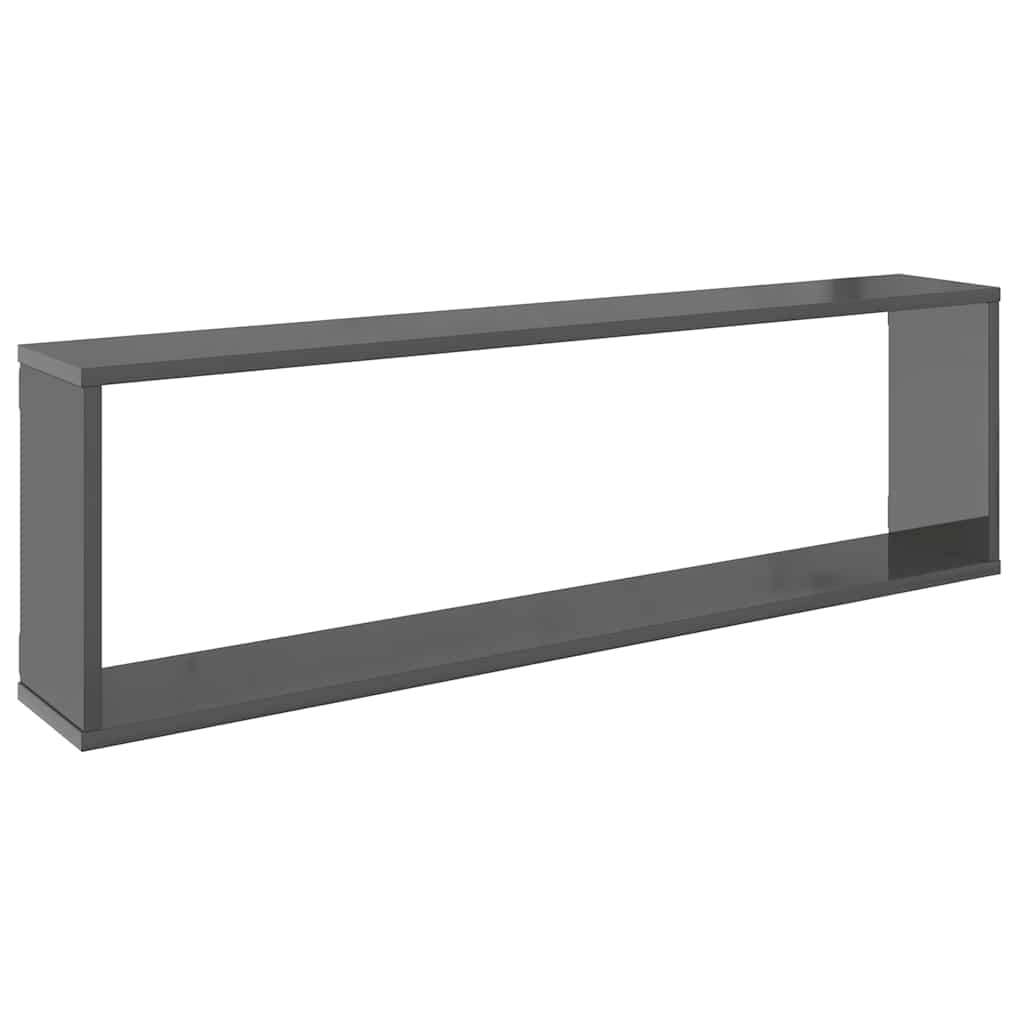 vidaXL Würfelregale 2 Stk. Hochglanz-Grau 100x15x30 cm Holzwerkstoff