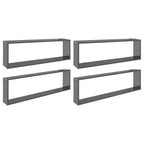vidaXL Würfelregale 4 Stk. Hochglanz-Grau 100x15x30 cm Holzwerkstoff