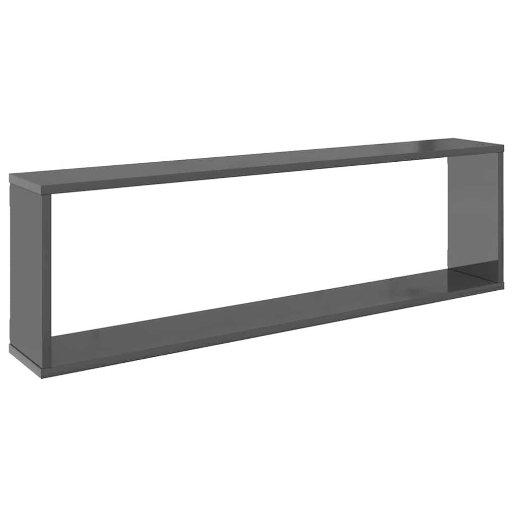 vidaXL Würfelregale 4 Stk. Hochglanz-Grau 100x15x30 cm Holzwerkstoff