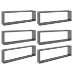 vidaXL Würfelregale 6 Stk. Hochglanz-Grau 100x15x30 cm Holzwerkstoff