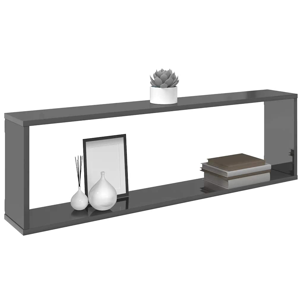 vidaXL Würfelregale 6 Stk. Hochglanz-Grau 100x15x30 cm Holzwerkstoff