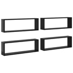 vidaXL Würfelregale 4Stk. Hochglanz-Schwarz 80x15x26,5cm Holzwerkstoff