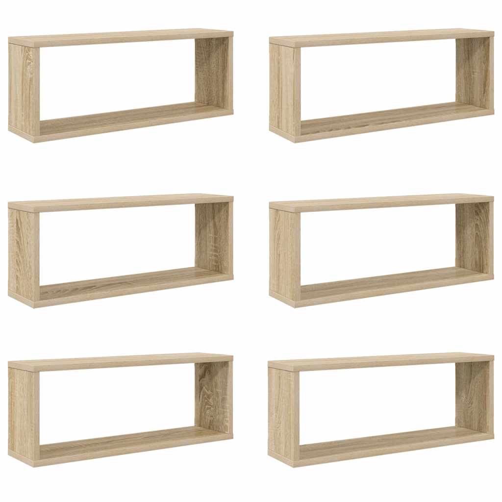 vidaXL Würfelregale 6 Stk. Sonoma-Eiche 60x15x23 cm Holzwerkstoff