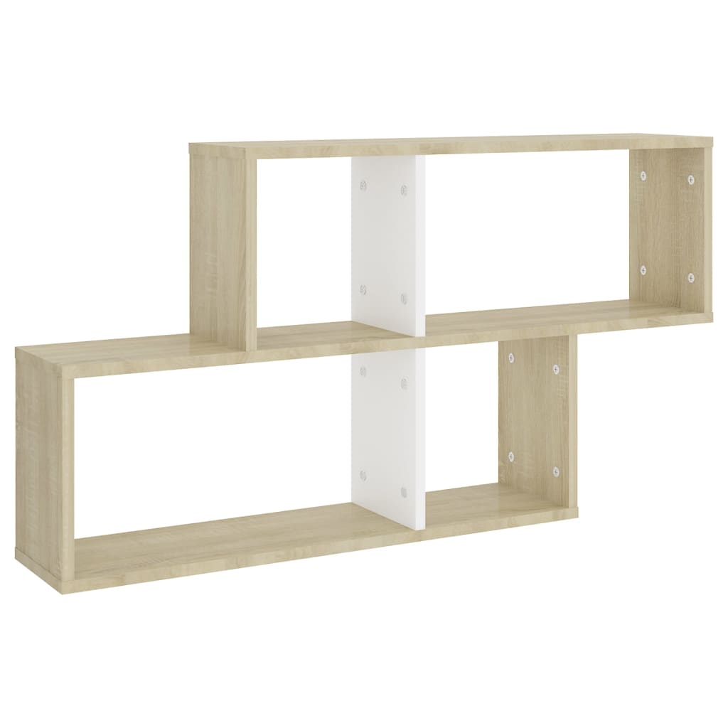 vidaXL Wandregal Weiß und Sonoma-Eiche 100x18x53 cm Holzwerkstoff