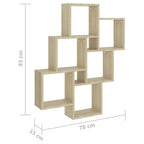 vidaXL Würfelregal Sonoma-Eiche 78x15x93 cm Holzwerkstoff