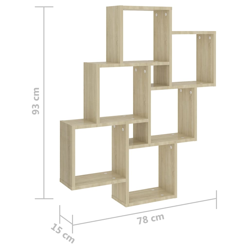 vidaXL Würfelregal Sonoma-Eiche 78x15x93 cm Holzwerkstoff