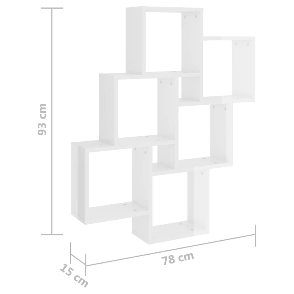 vidaXL Würfelregal Hochglanz-Weiß 78x15x93 cm Holzwerkstoff