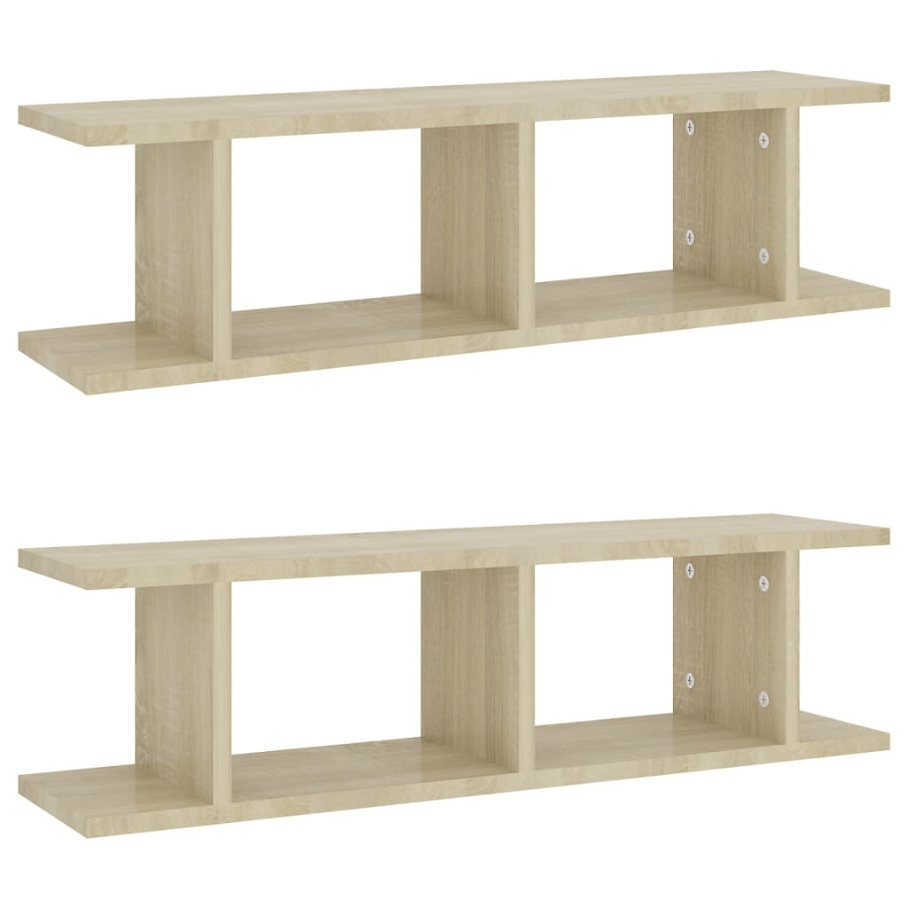 vidaXL Wandregale 2 Stk. Sonoma-Eiche 75x18x20 cm Holzwerkstoff