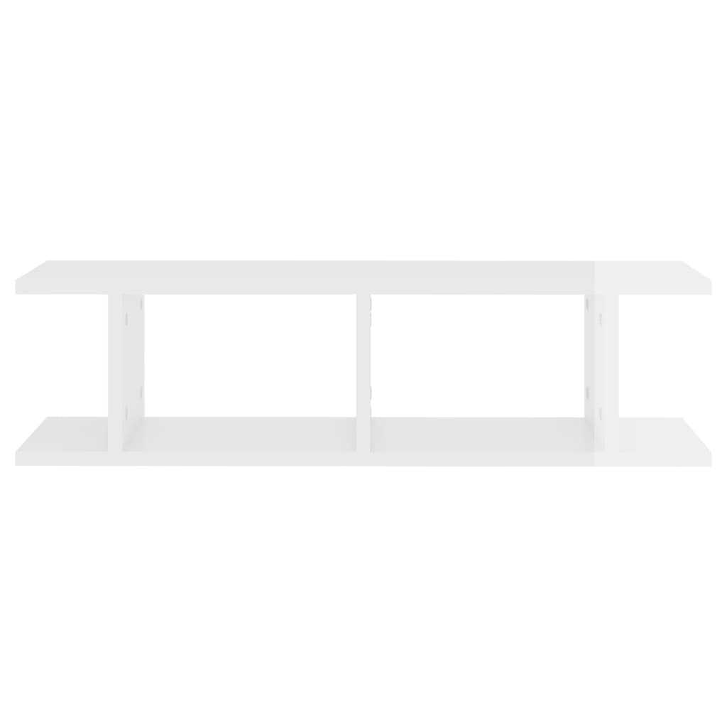 vidaXL Wandregale 2 Stk. Hochglanz-Weiß 75x18x20 cm Holzwerkstoff