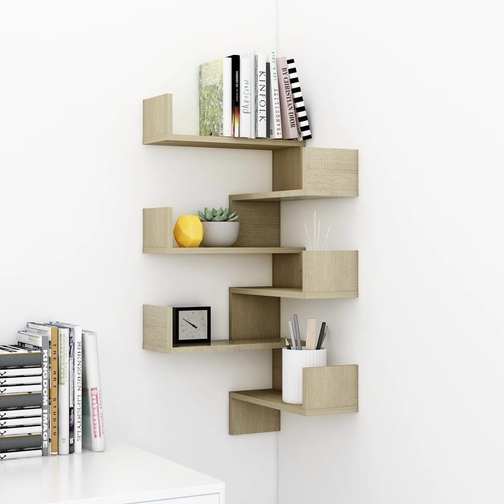 vidaXL Wand-Eckregale 2 Stk. Sonoma-Eiche 40x40x50 cm Holzwerkstoff