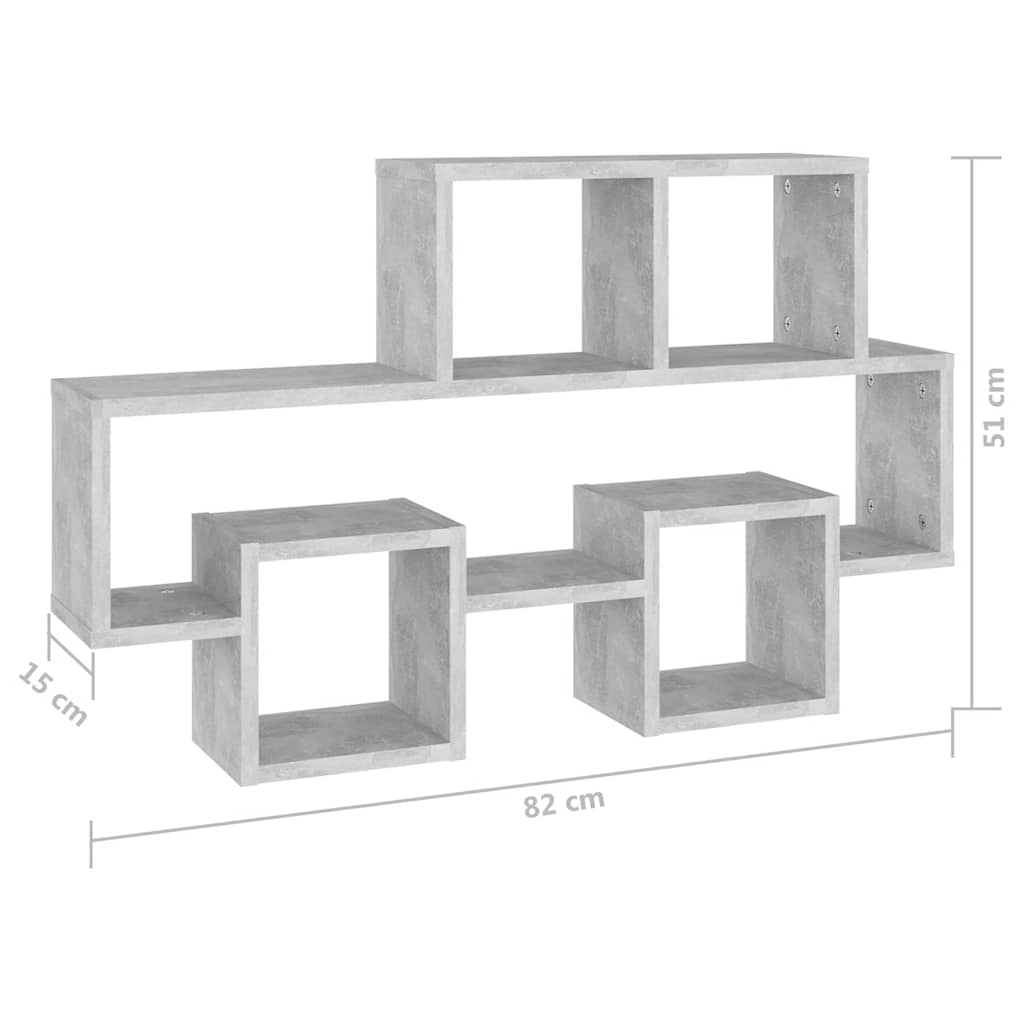 vidaXL Wandregal in Autoform Betongrau 82x15x51 cm Holzwerkstoff