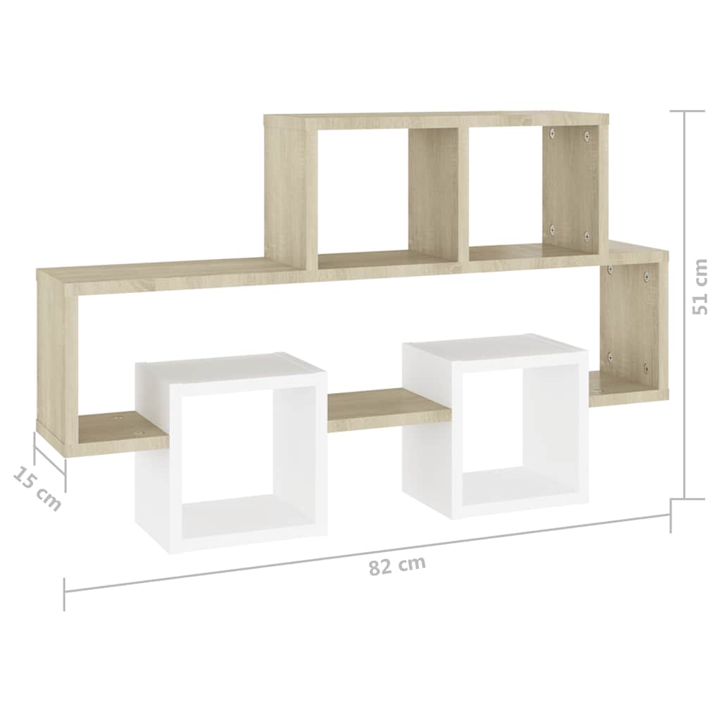 vidaXL Wandregal Autoform Weiß Sonoma-Eiche 82x15x51cm Holzwerkstoff