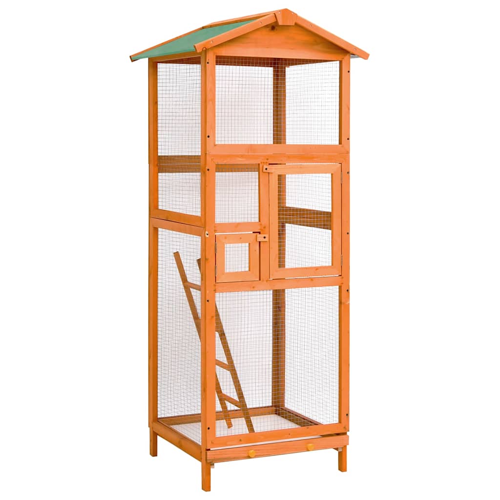 vidaXL Vogelkäfig 68x62x166 cm Massivholz Fichte