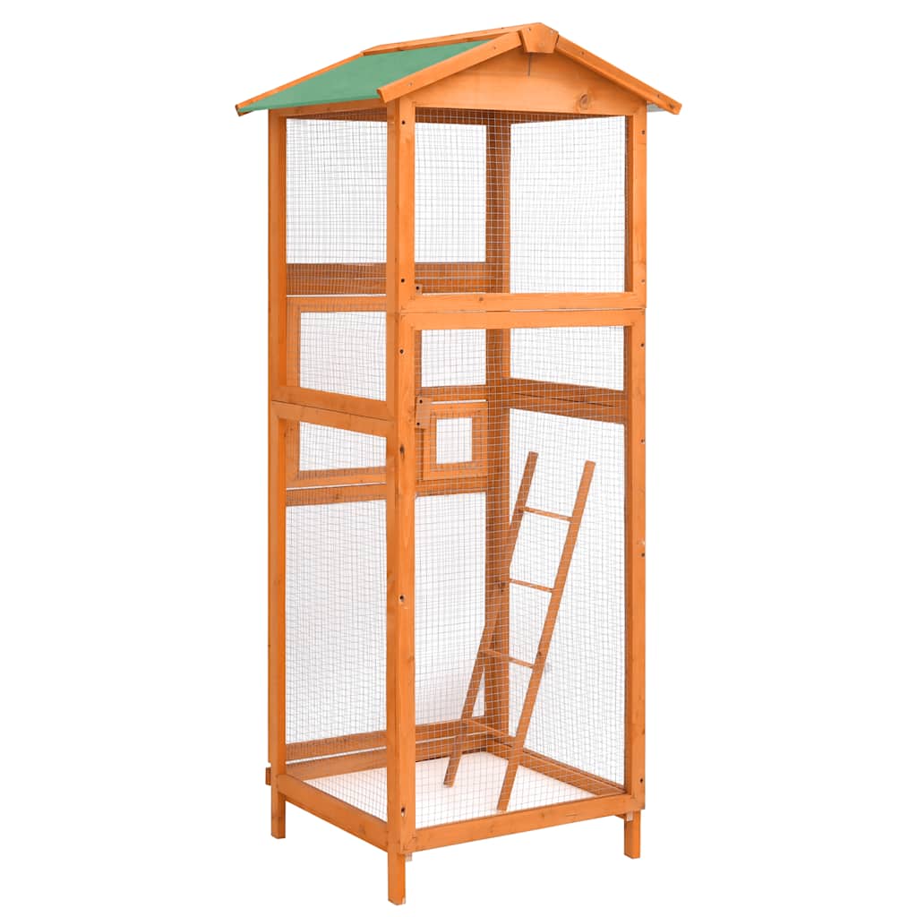 vidaXL Vogelkäfig 68x62x166 cm Massivholz Fichte