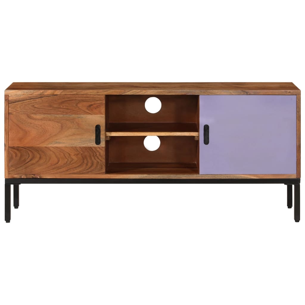 vidaXL TV-Schrank Honigbraun und Grau 110x30x50 cm Massivholz Akazie