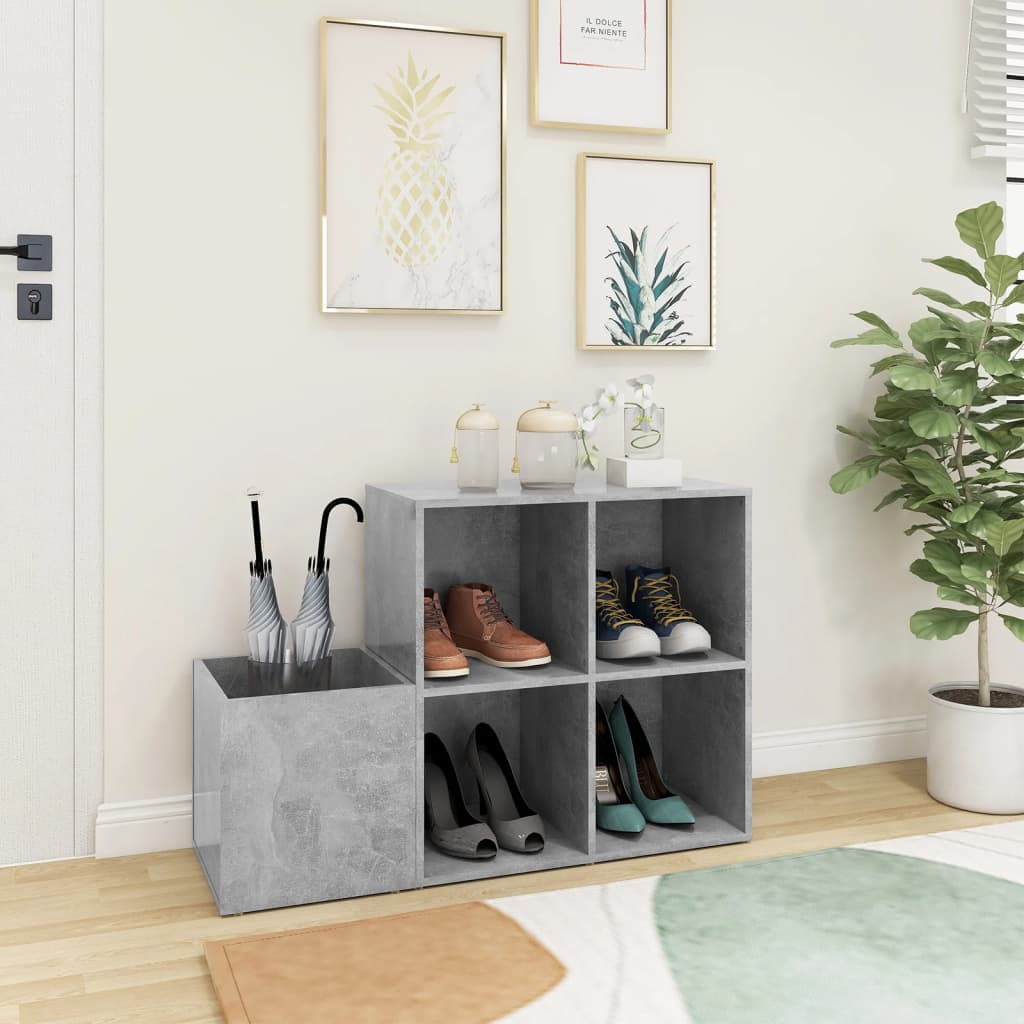 vidaXL Flur-Schuhschrank Betongrau 105x35,5x70 cm Holzwerkstoff