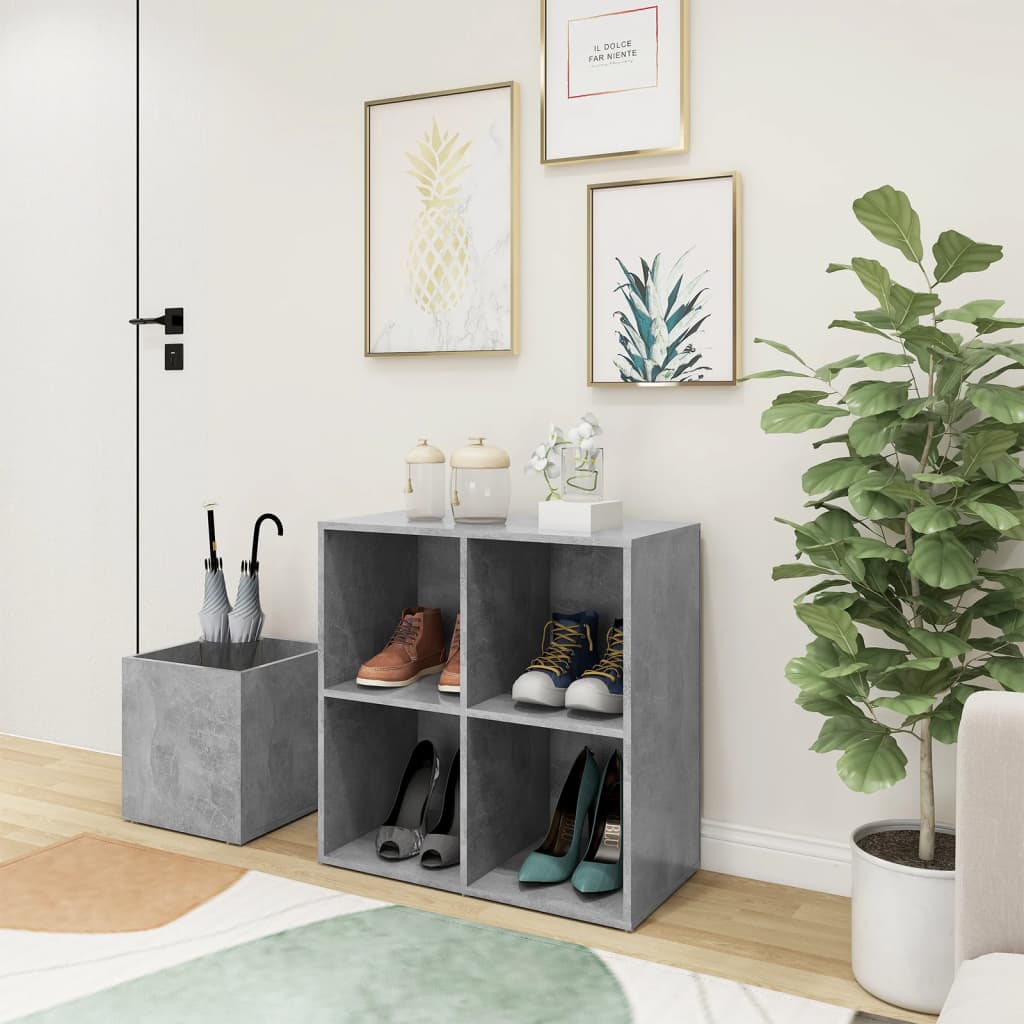 vidaXL Flur-Schuhschrank Betongrau 105x35,5x70 cm Holzwerkstoff