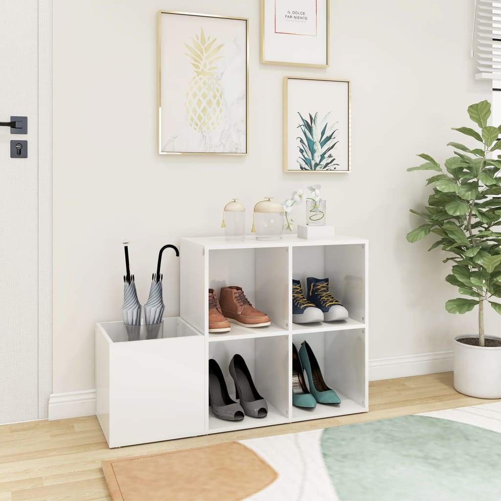 vidaXL Flur-Schuhschrank Hochglanz-Weiß 105x35,5x70 cm Holzwerkstoff