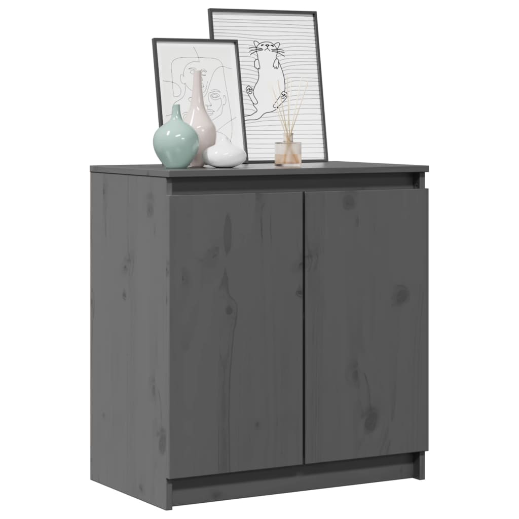 vidaXL Beistellschrank Grau 60x36x65 cm Massivholz Kiefer