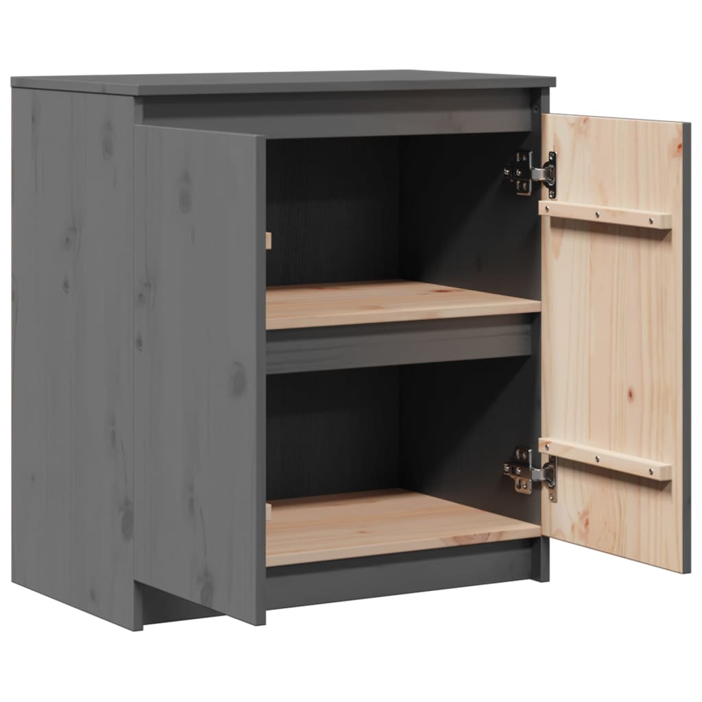 vidaXL Beistellschrank Grau 60x36x65 cm Massivholz Kiefer