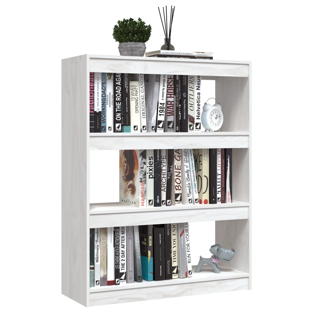 vidaXL Bücherregal/Raumteiler Weiß 100x30x103 cm Kiefer Massivholz