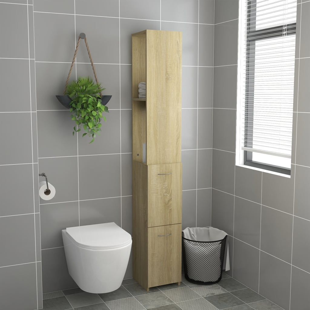 vidaXL Badschrank Sonoma-Eiche 25x26,5x170 cm Holzwerkstoff