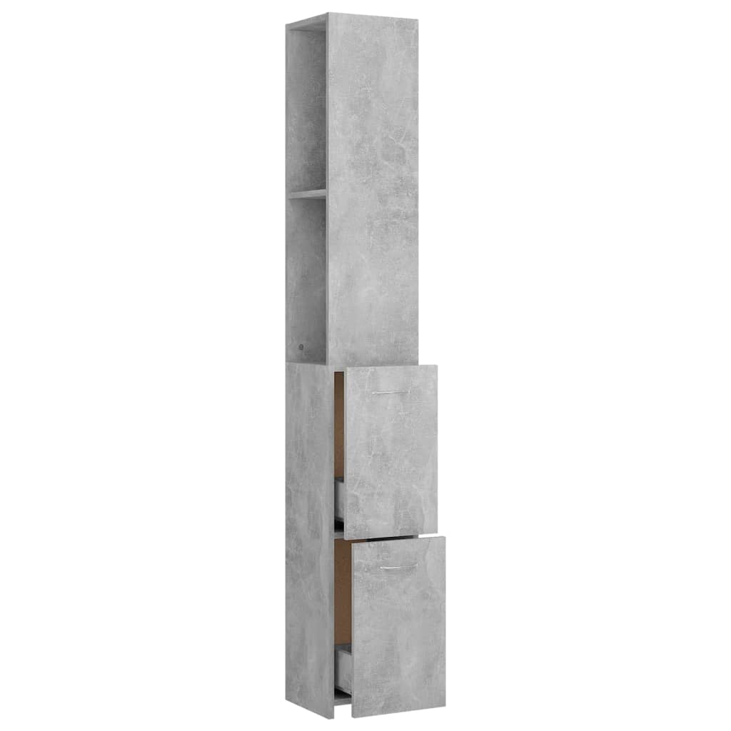 vidaXL Badschrank Betongrau 25x26,5x170 cm Holzwerkstoff