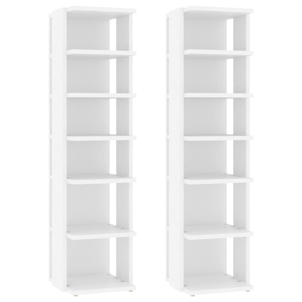 vidaXL Schuhschränke 2 Stk. Weiß 27,5x27x102 cm Holzwerkstoff