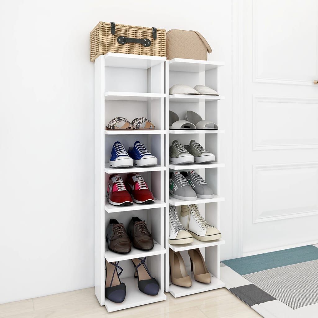 vidaXL Schuhschränke 2 Stk. Weiß 27,5x27x102 cm Holzwerkstoff