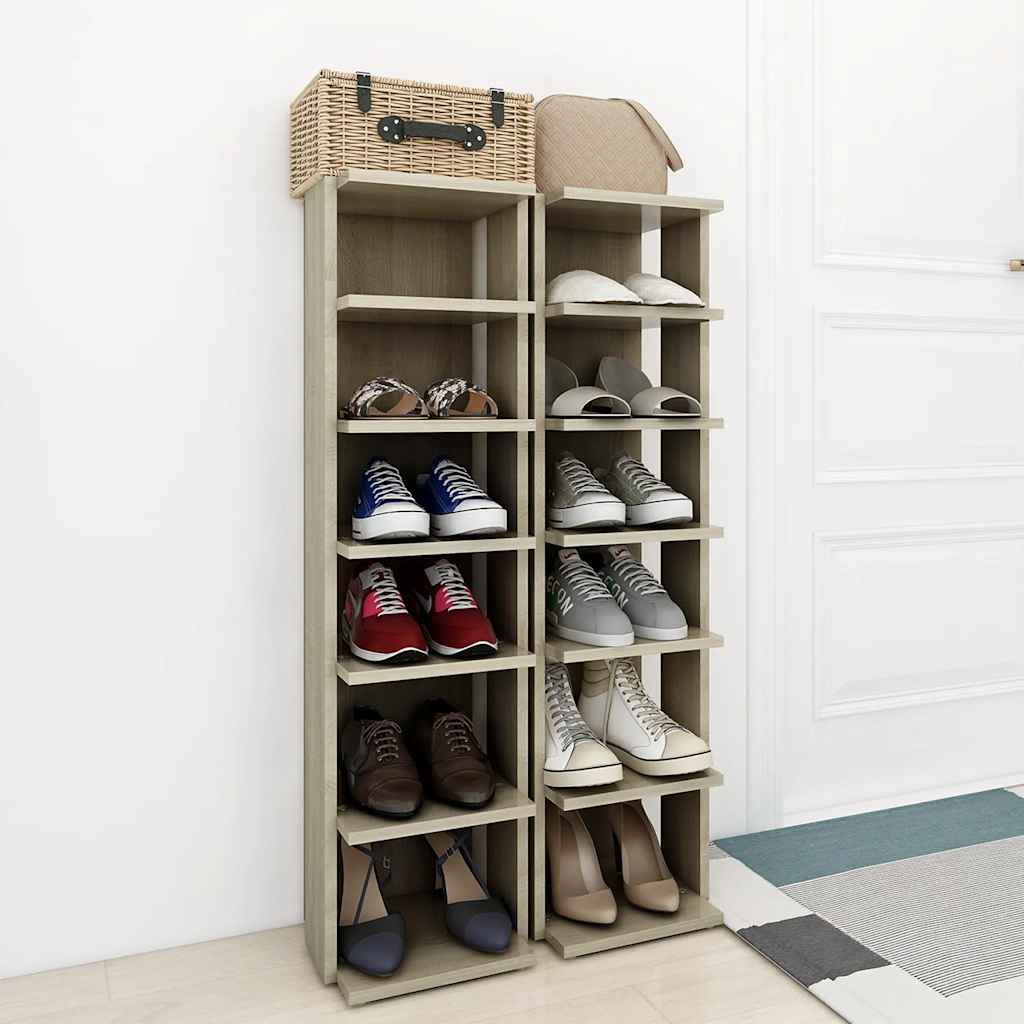 vidaXL Schuhschränke 2 Stk. Sonoma-Eiche 27,5x27x102 cm