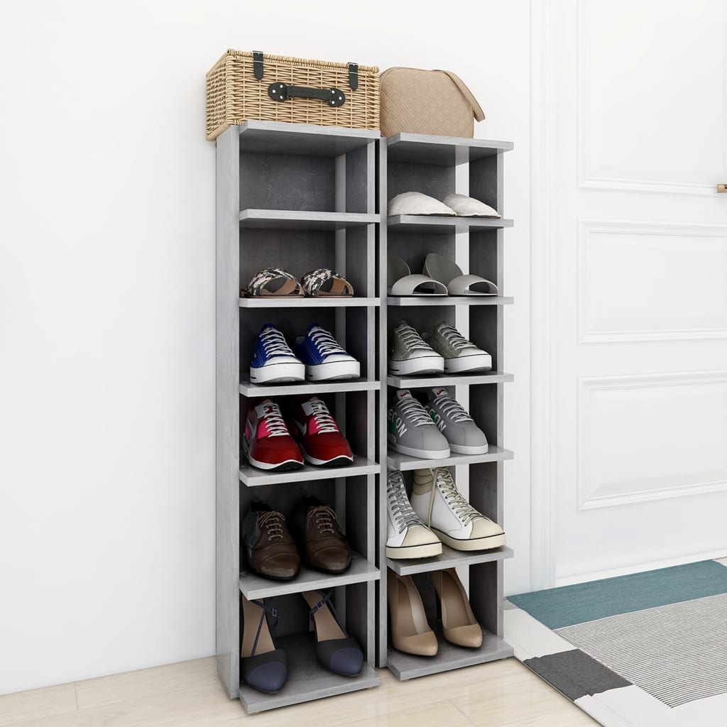 vidaXL Schuhschränke 2 Stk. Betongrau 27,5x27x102 cm