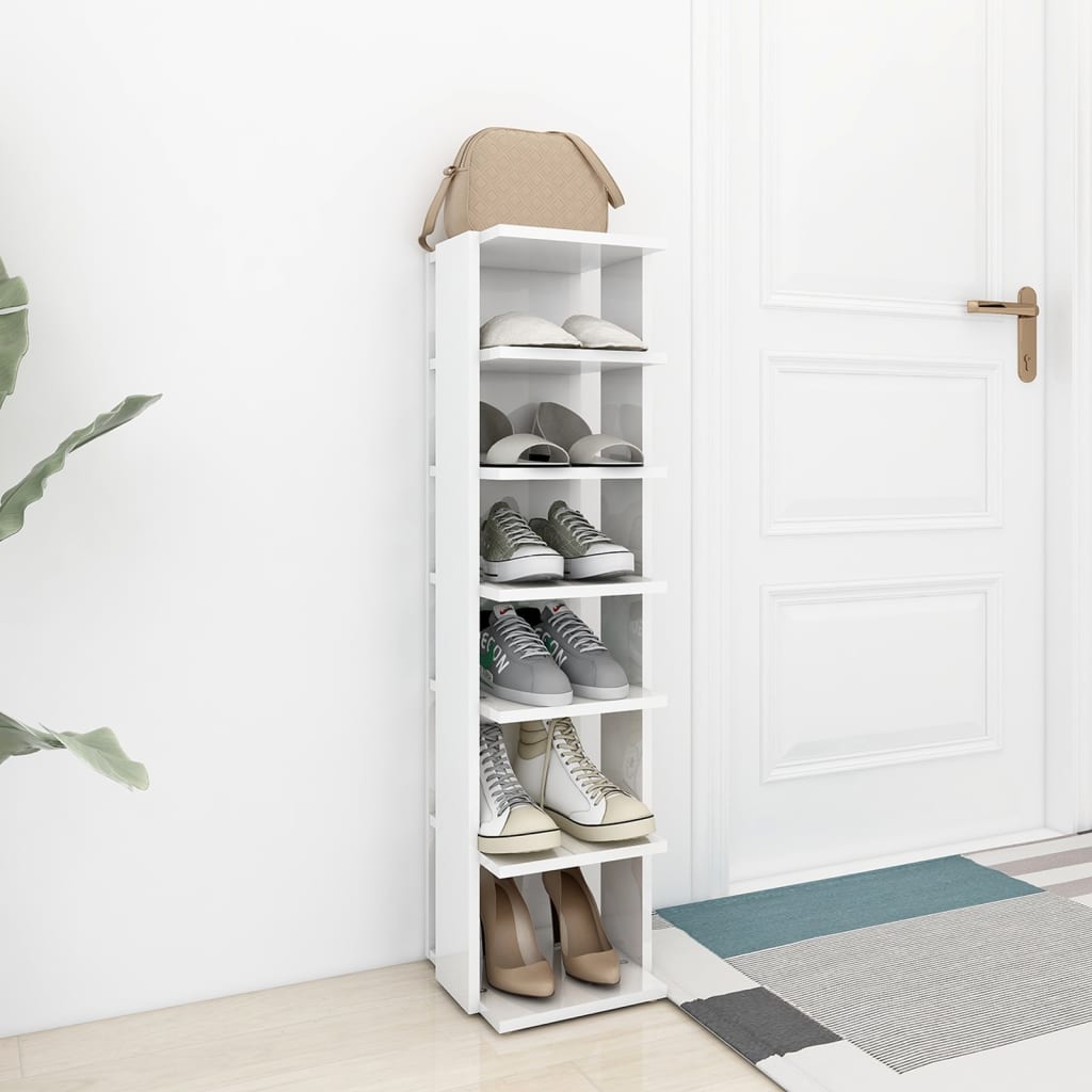 vidaXL Schuhschrank Hochglanz-Weiß 27,5x27x102 cm Holzwerkstoff