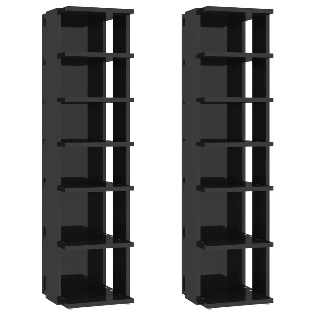 vidaXL Schuhschränke 2 Stk. Hochglanz-Schwarz 27,5x27x102 cm