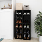 vidaXL Schuhschränke 2 Stk. Hochglanz-Schwarz 27,5x27x102 cm