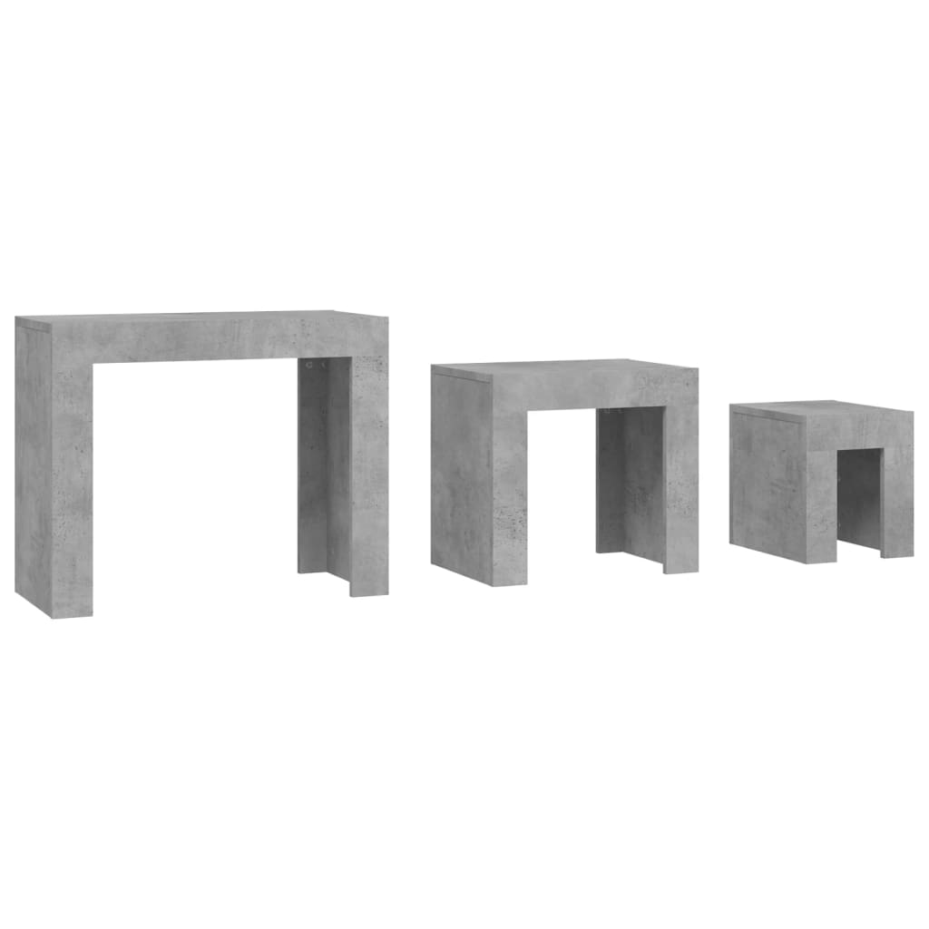 vidaXL Satztische 3-tlg. Betongrau Holzwerkstoff