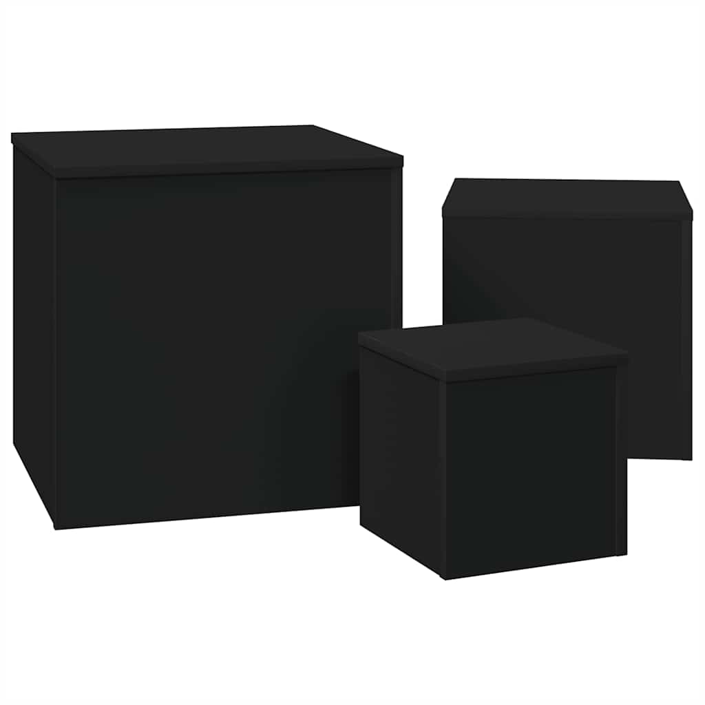 vidaXL Beistelltische 3-tlg. Schwarz Holzwerkstoff