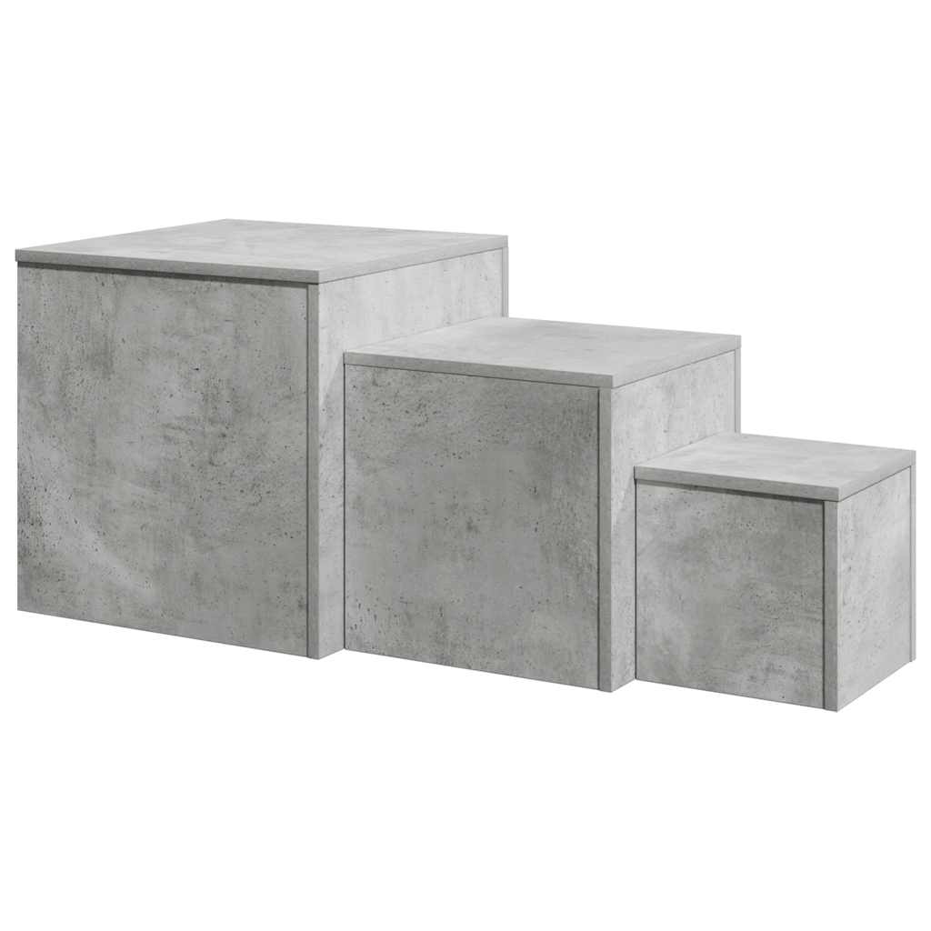 vidaXL Beistelltische 3-tlg. Betongrau Holzwerkstoff