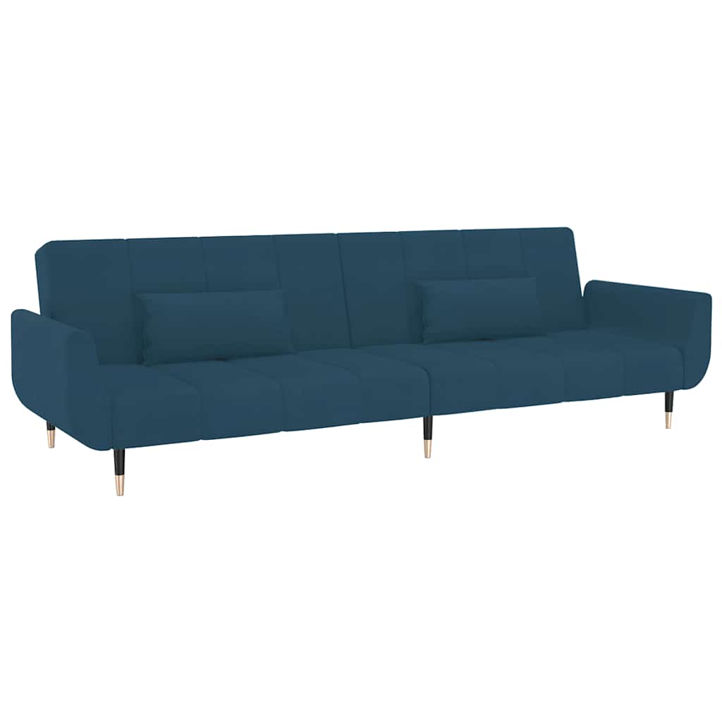 vidaXL Schlafsofa 2-Sitzer mit 2 Kissen Blau Samt