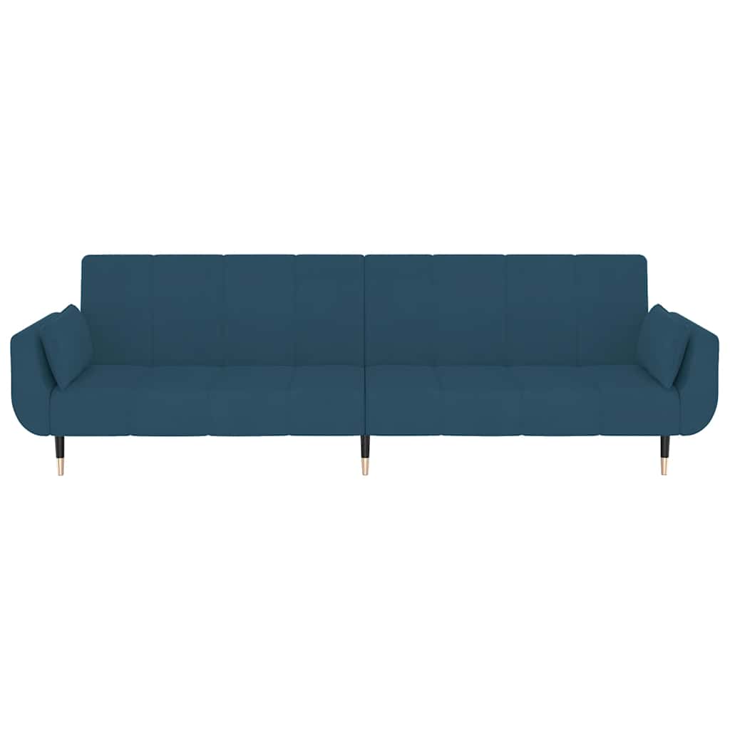 vidaXL Schlafsofa 2-Sitzer mit 2 Kissen Blau Samt