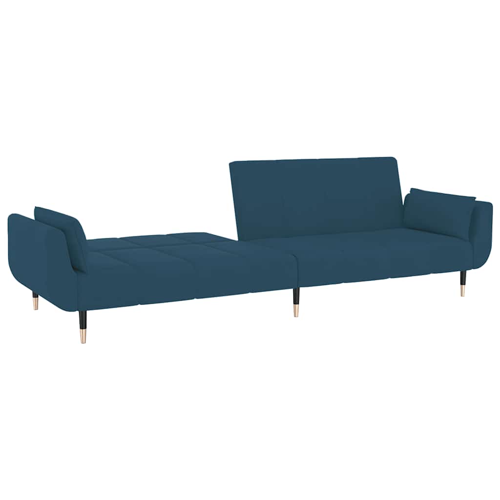 vidaXL Schlafsofa 2-Sitzer mit 2 Kissen Blau Samt