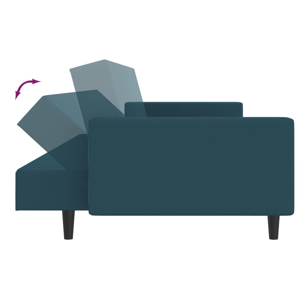 vidaXL Schlafsofa 2-Sitzer Blau Samt