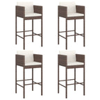 vidaXL Barhocker 4 Stk. mit Kissen Braun Poly Rattan